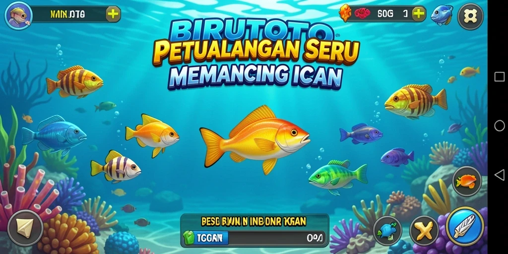 Gameplay seru menembak ikan berwarna-warni di BIRUTOTO.