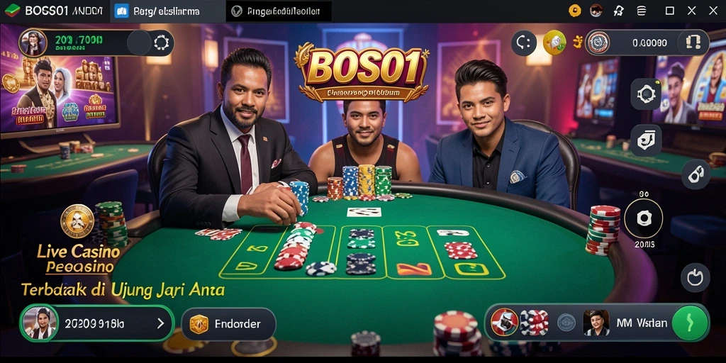 Tampilan gameplay Live Casino yang menarik dan interaktif dari BOS01.