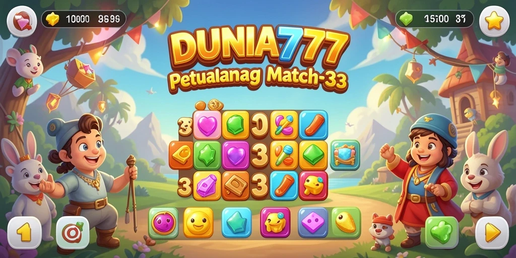 Screenshot gameplay DUNIA777 dengan suasana match-3 yang seru.