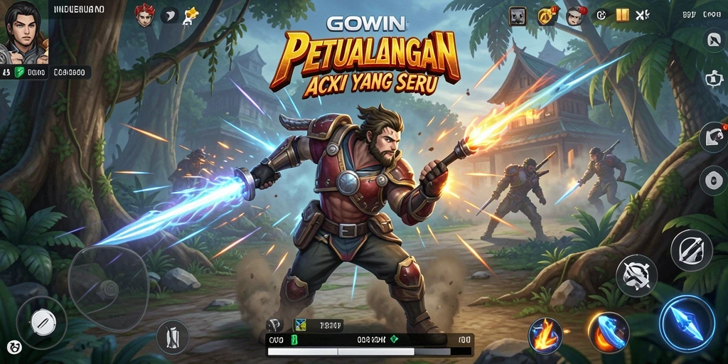 Tangkapan layar GOWIN yang menampilkan aksi seru dalam pertempuran.