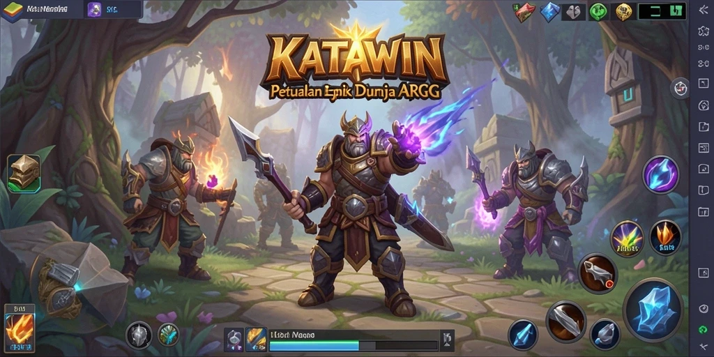 Gambaran mendebarkan gameplay ARPG KATAWIN selama petualangan.