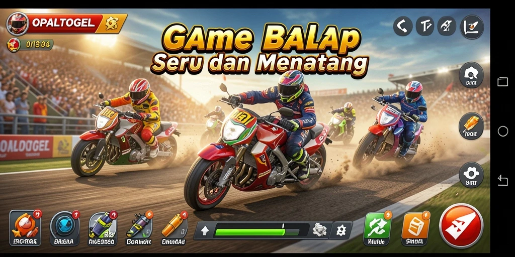 Gameplay seru OPALTOGEL dengan aksi balap menegangkan.