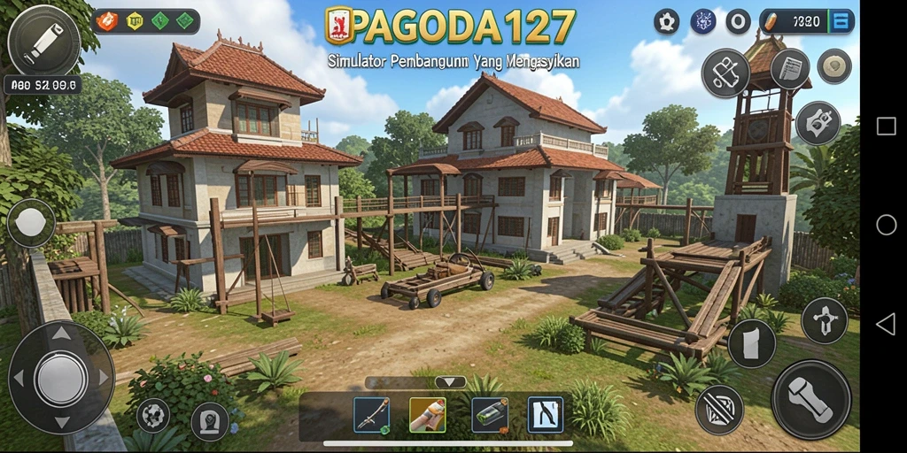 Tangkapan layar dari gameplay menampilkan pembangunan kota yang menarik.