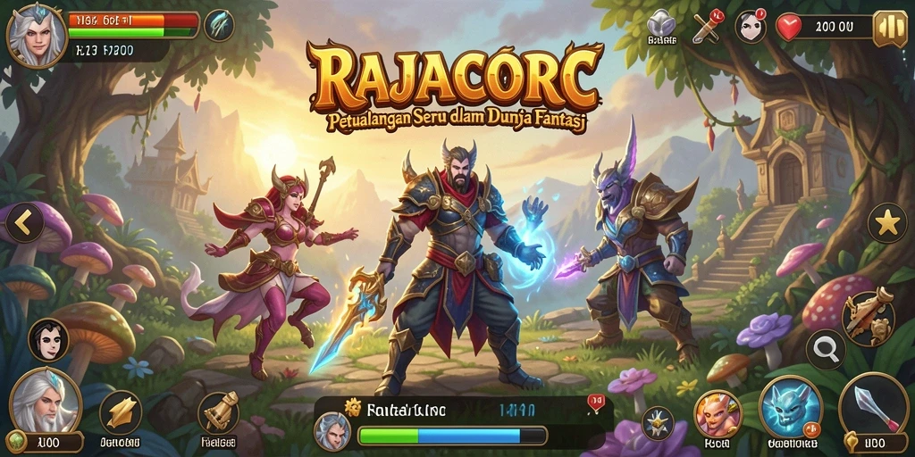 Screenshot gameplay RAJACORC menampilkan aksi petualangan yang mendebarkan.