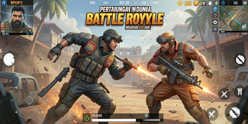 Tampilan permainan RPVIP3 menampilkan aksi Battle Royale yang mendebarkan.