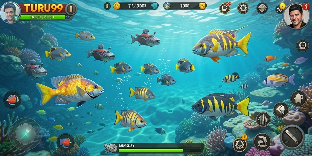 Tampilan gameplay Tembak Ikan di TURU99 yang seru.