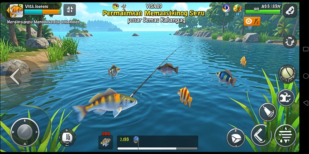 Tangkapan layar dari gameplay <strong>VISA89</strong> yang menunjukkan pengalaman memancing yang realistis.