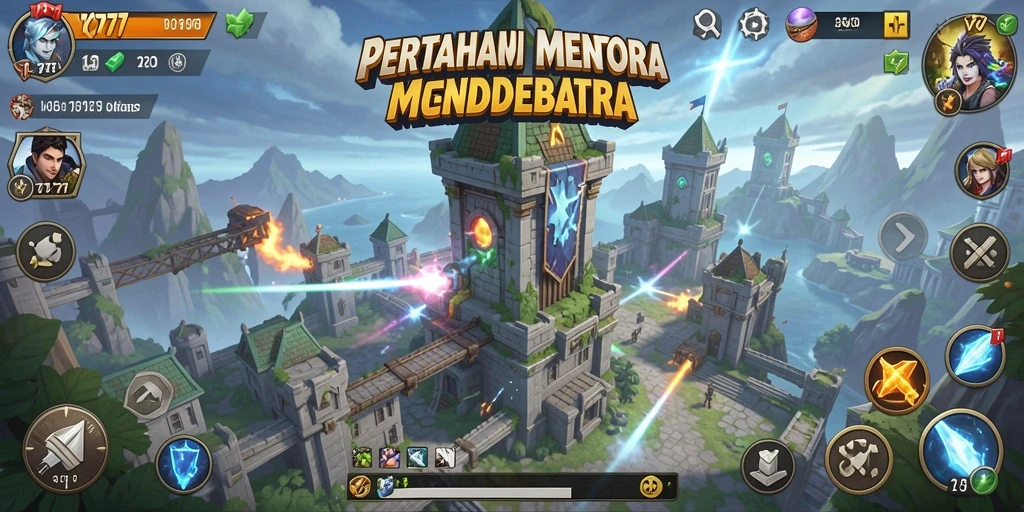 Tampilan gameplay VO777 yang menarik dengan menara beragam.