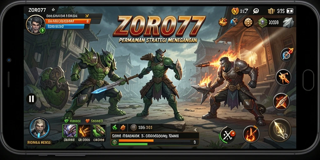 Screenshot ZORO77 menampilkan aksi pertempuran yang strategis dan mendebarkan.